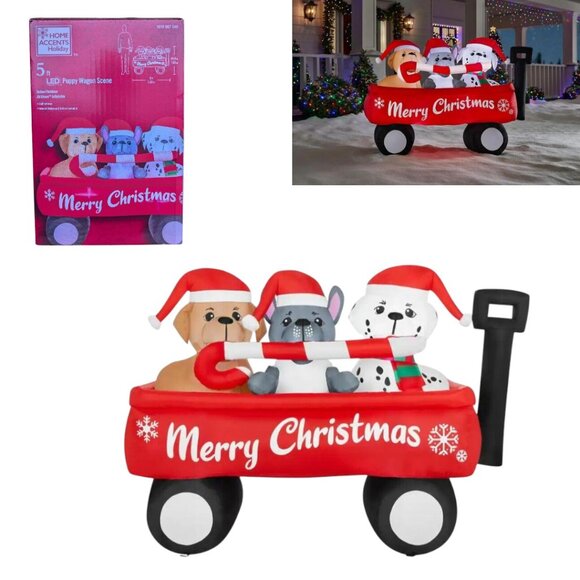 5 ft LED Puppy Dog Christmas AirBlown Inflatable Dalmatian Golden Retriever NEW - Picture 1 of 9